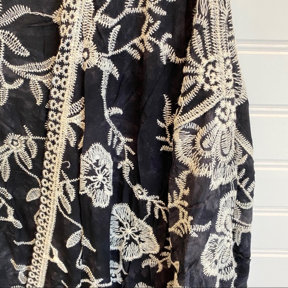 Bohemian tie dye embroidery kimono black - Picture 4 of 8